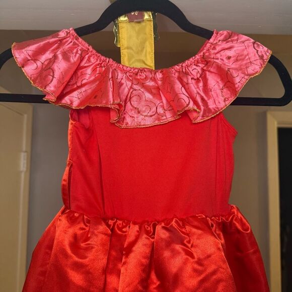 Sz 4 Disney Elena of Avalon Red and Gold Dress Costume - Picture 6 of 12
